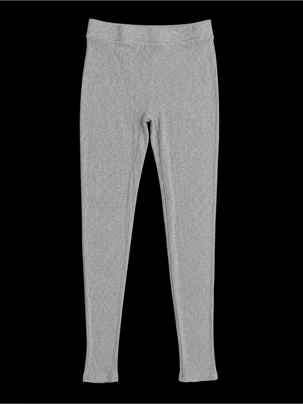 Ribbed High-Waist Leggings - Gray